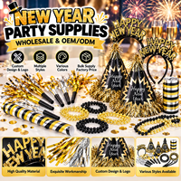Lot de fournitures de fête du Nouvel An personnalisées en gros, accessoires de célébration OEM : serre-têtes, chapeaux, perles et bruiteurs pour un joyeux Nouvel An