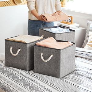 Organiseur de jouets pliable <span class=keywords><strong>SONGMICS</strong></span> en tissu non tissé, bacs de <span class=keywords><strong>rangement</strong></span> pliables en tissu, boîte de <span class=keywords><strong>rangement</strong></span> pour vêtements, respectueux de l'environnement, 20-35L - Product Image 2