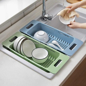 Escurridor de Platos Ajustable de Plástico, <span class=keywords><strong>Cesta</strong></span> de Drenaje <span class=keywords><strong>para</strong></span> <span class=keywords><strong>Fregadero</strong></span>, Rejilla de Secado <span class=keywords><strong>para</strong></span> Verduras y Frutas, Organizador de Cocina - Product Image 1