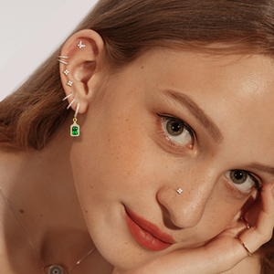 POENNIS ciondolo in acciaio inox Piercing gioielli zircone cubico oro industriale bilanciere anello <span class=keywords><strong>capezzolo</strong></span> e cerchio orecchino - Product Image 4