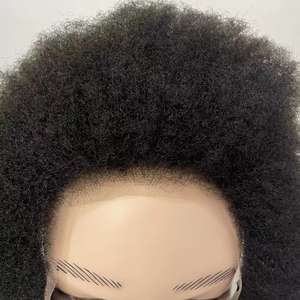 Cheveux humains <span class=keywords><strong>Afro</strong></span> Curl visage moustache <span class=keywords><strong>barbe</strong></span> pour hommes noirs américains maquillage réaliste dentelle système de remplacement des cheveux - Product Image 4