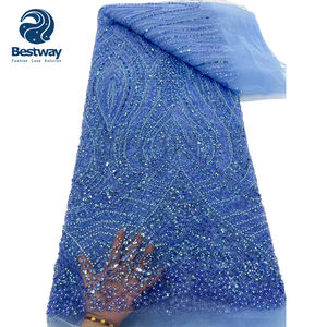 Bestway Nieuwste Luxe Kralen Kant Stof Voor Bruids Borduurwerk Franse Kant Voor Bruiloft Afrikaanse Vrouwen Jurk - Product Image 2