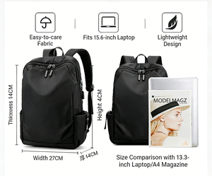 Sac à dos de voyage résistant à l'eau avec port de charge USB dissimulé et compartiment rembourré pour ordinateur portable, sac à dos de cabine pour homme - Product Image 2
