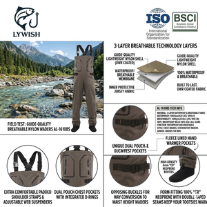Cuissardes <span class=keywords><strong>de</strong></span> pêche respirantes et imperméables pour hommes avec bottes en néoprène, légères et résistantes, pour la pêche à la mouche et la chasse, pour adultes - Product Image 4