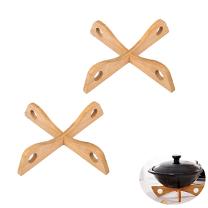 Support de cuisson en bambou croisé isolant thermiquement, support minimaliste anti-brûlure <span class=keywords><strong>pour</strong></span> égouttoir de vaisselle, présentoir <span class=keywords><strong>pour</strong></span> casseroles et poêles de cuisine - Product Image 3