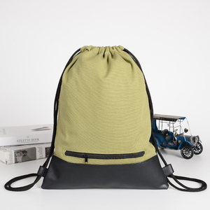 Sac à dos en toile de coton recyclable robuste avec cordon de serrage, sac de sport en toile avec fond en PU et poche intérieure zippée - Product Image 2