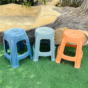 Taburete de plástico redondo y grueso para el hogar, sala de estar y comedor, apilable, de polipropileno PP, colores mixtos, 29x48 - Product Image 3