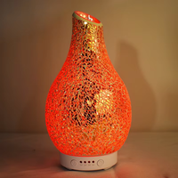 Diffuseur d'huiles essentielles électrique à ultrasons en verre craquelé, capacité 100 ml, lumières LED colorées, humidificateur pour hôtel et maison