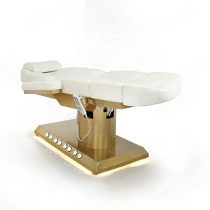 Table de massage électrique de haute qualité pour spa et soins esthétiques, avec coussin repose-jambes, dorée - Product Image 6