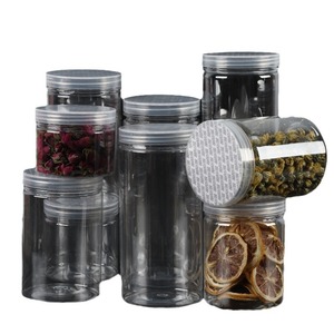 85mm clear <b>plastic</b> lid <b>jar</b>, food-grade airtight <b>jar</b>, PET <b>plastic</b> food <b>jar</b>, biscuit and herbal tea storage <b>jar</b> - Product Image 1