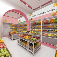 Complete winkelinrichting voor fruitwinkels met op maat gemaakte supermarkt schappen en houten & metalen displaykasten