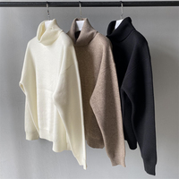 Ensemble élégant pull col roulé et pantalon en maille pour femme automne/hiver, avec logo personnalisé sur le devant, style urbain, en laine douce/acrylique