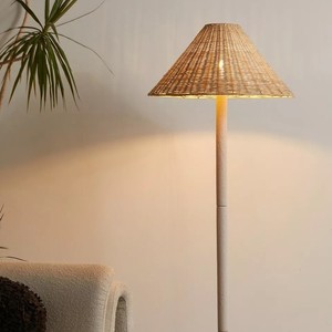 Lámpara de pie de bambú con fuente de luz LED estilo Wabi Sabi para sala de estar, sofá, sala de té - Product Image 1