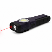 Lampe de travail multifonction COB alimentée par batterie 2000 mAh, lampe d'inspection LED, pointeur laser rouge et bleu, avertissement sonore, portable pour atelier