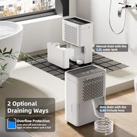 Cosmart Air 12L/jour déshumidificateur d'air 24H minuterie dégivrage automatique Drainage continu contrôle de l'humidité pour les grandes chambres