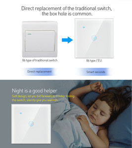 Interrupteur mural intelligent Wi-Fi EU 1Gang <span class=keywords><strong>ESP8266</strong></span> pour la maison, contrôle tactile en verre, compatible Alexa - Product Image 6