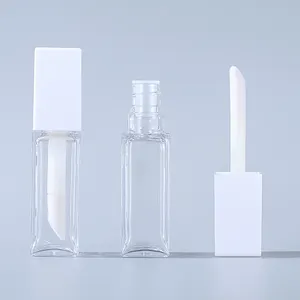 Aplicador de gordura de tubos quadrados transparentes de brilho labial varinha grande de 10 ml com logotipo