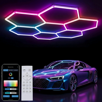Lampes hexagonales RGB pour garage, éclairage LED hexagonal pour plafond, commande par application, éclairage en nid d'abeille pour station de lavage de voitures