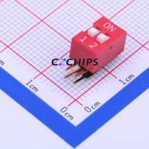 DA-02RP DIP Switch Through hole Component (THT) Switch Flat Toggle, Raised Type Single Pole Single Throw 2 PC Pin - Product Image 1