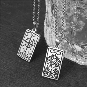 Yüksek kalite titanyum çelik altın kolye kolye <span class=keywords><strong>Tarot</strong></span> kartı kolye Vintage kare <span class=keywords><strong>Tarot</strong></span> kolye kolye kadın erkek kızlar için - Product Image 4