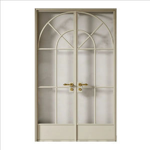 KIEILO <span class=keywords><strong>Alucasa</strong></span> Entrada arqueada moderna Puerta abatible de entrada de vidrio esmerilado para habitación interior de aluminio - Product Image 4