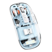 Mouse Nirkabel BT LED Slim Silent Transparan Tri-Mode 2.4G Optik Mouse Komputer Penutup Magnetik