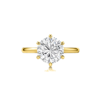 Bague de fiançailles classique en or jaune pour femme, sertie d'un diamant rond taille brillant, style solitaire