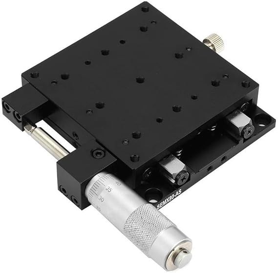 X Linear Stage, Micrometer Manual Precision Linear Translation Stage Displacement Trimming Bearing Sliding Table X Axis 80x80mm