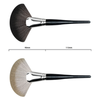 Pinceau de maquillage en gros, grand format, en forme d'éventail, à poils synthétiques doux, pour surligneur, contour et poudre, pinceau cosmétique pour estomper le maquillage du visage