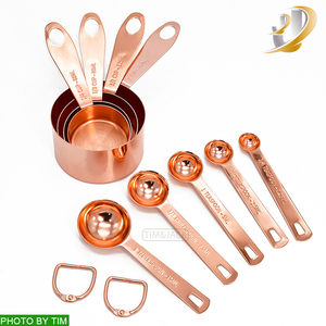 Rose Gold 9 Pcs Đầy Đủ Thép Không Gỉ Đo Cup Thìa Đặt Phong Cách Mới Cao Cấp Nhà Bếp Nướng Công Cụ Đo - Product Image 3