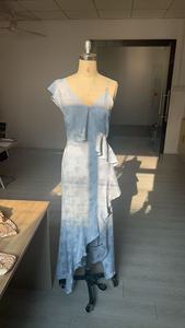 Abito da sera <span class=keywords><strong>lungo</strong></span> a fessura per donna donna elegante <span class=keywords><strong>blu</strong></span> cielo estivo - Product Image 2