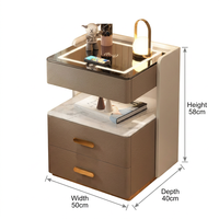 Lampes de Chevet Modernes Multifonctionnelles en Bois et Marbre avec Station de Recharge Intégrée – Meuble Intelligent pour Chambre à Coucher