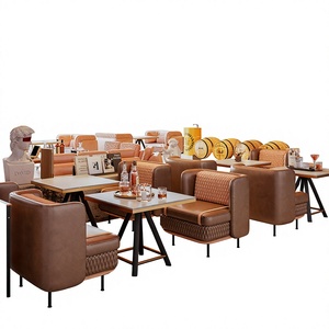 Canapé de bar commercial en PU de style industriel, combinaison table et chaises, mobilier de <span class=keywords><strong>restaurant</strong></span>, bistro, café - Product Image 6