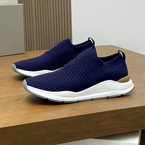 Baskets décontractées noires en coton tricoté pour hommes : semelle en caoutchouc respirante pour un usage quotidien tendance - Product Image 2