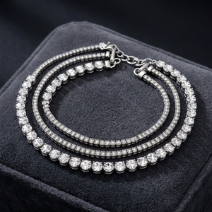 Pulsera de tenis para mujer Starsgem con diamantes creados en laboratorio, plata de ley, chapado en rodio, corte excelente, claridad VS1 - Product Image 1