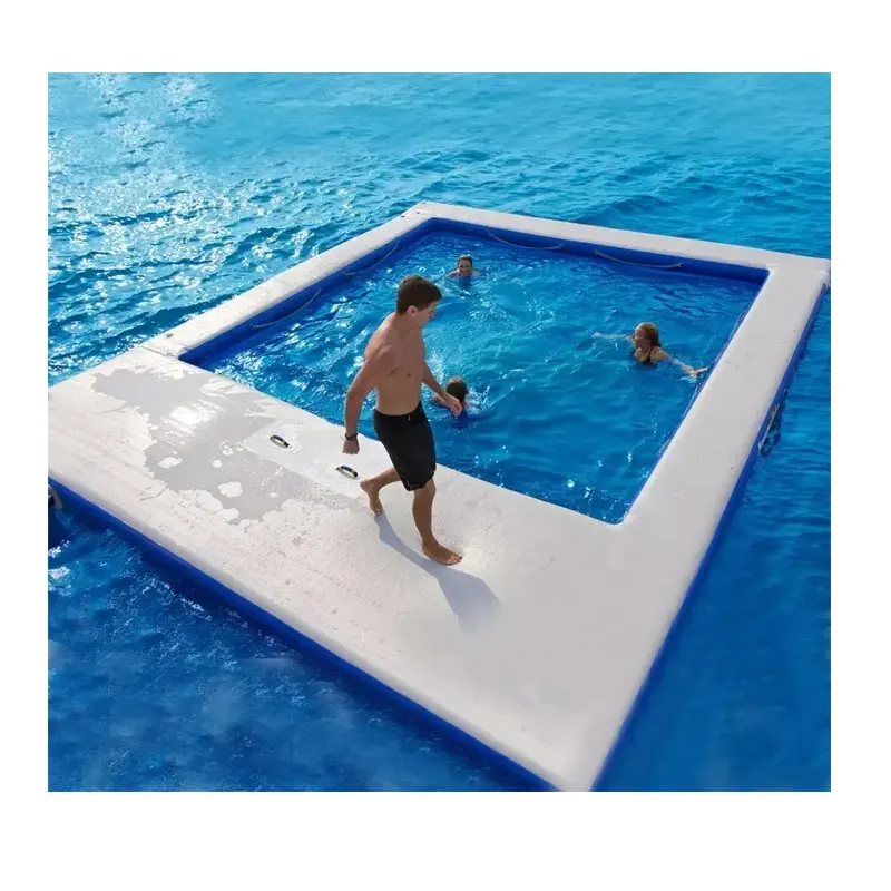 Flotador inflable para piscina durevole Drop Stitch portatile galleggiante Ocean Sea piscina per Yacht piscina gonfiabile con rete