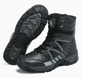 Bottes d'hiver DFS1011 noires, bottes d'extérieur chaudes avec doublure en polaire, couleur kaki gris noir - Product Image 4