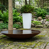 Bassin à eau en acier corten pour jardin, jardinière et bain d'oiseaux modernes en acier corten, décoration paysagère extérieure