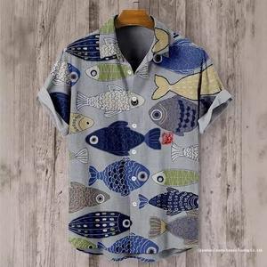 <span class=keywords><strong>Chemise</strong></span> Hawaïenne <span class=keywords><strong>Homme</strong></span> en Lin Respirant à Col Rabattu, Style <span class=keywords><strong>Luxe</strong></span> Léger, Imprimé Floral Estival, Manches Courtes, Tissée et Anti-Transpiration - Product Image 3