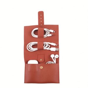 Portable Pu Leather <b>Roll</b> Travel Cord Storage Case Cable Organizer for Chargers Earbuds Tech Accessories - Product Image 1