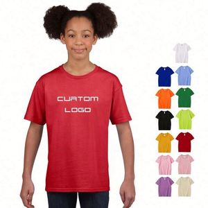 T-shirts décontractés à col rond en tricot doux et agréable pour la peau pour enfants, 100% coton pur, manches courtes - Product Image 5