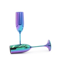 Flûtes à vin incassables en plastique PS 6 oz, style américain classique, avec logo personnalisé et électroplaqué coloré, idéales pour les mariages