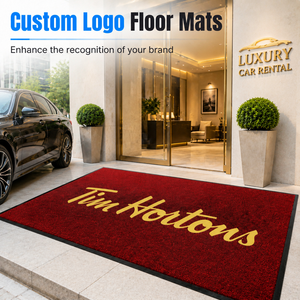 Custom Logo Commercial <strong>Doormat</strong> with Non Slip Rubber Backing, Burgundy Nylon Dirt Trapping <strong>Washable</strong> Business Welcome Mat - Product Image 1