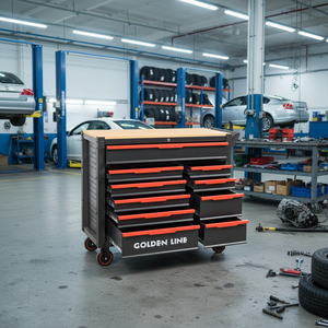Chariot à outils mobile GOLDENLINE moderne en acier SPCC, 10 tiroirs, avec roulettes universelles, pour <span class=keywords><strong>garage</strong></span> et atelier - Product Image 3
