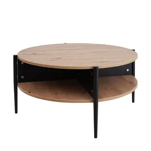 Nordic Wooden Coffee Table With Drawer Round Shaped Living Room Tea Table Melamine Coffee Nesting Tea Table