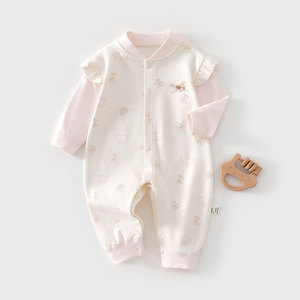 Mameluco de Algodón para Bebés Niñas, Manga Larga, Primavera Otoño, Body para Recién Nacidos, Ropa para Gatear - Product Image 1