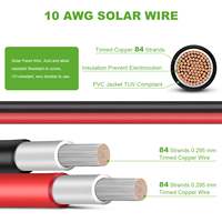 Câble solaire en cuivre rouge noir avec conducteur en cuivre PVC 6 mm 20/30/50 mètres/rouleau Câble PV pour système d'énergie photovoltaïque sans connecteur