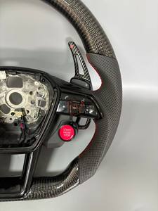 Volant pour <span class=keywords><strong>Audi</strong></span> A4/A5/A6/A7/S4/S5/Q7/<span class=keywords><strong>TT</strong></span> <span class=keywords><strong>RS</strong></span> 2010-2025 avec logo personnalisable, palettes de changement de vitesse, carbone forgé et bouton - Product Image 5