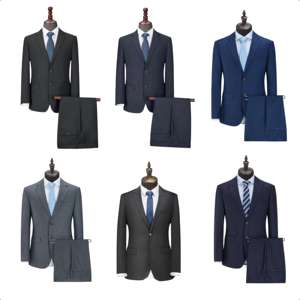 Ensemble de costume trois pièces pour homme de haute qualité, coupe ajustée, couleur unie, pour le bureau, grandes tailles - Product Image 2