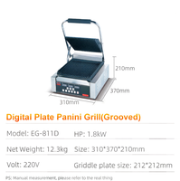 Grill panini électrique professionnel Jieguan en acier inoxydable avec cuisinière, quatre menus, nettoyage facile, Plug-and-Play, 1,8 kW